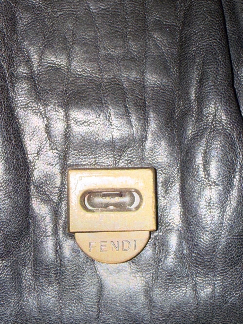 Fendi B-Bag (2006) Black Patent & Leather Shoulder Bag with Gold Hardware - Picture 9 of 13